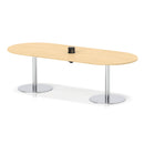Dynamic Italia Volta Poseur Boardroom Table with maple finish and pop-up power module, modern office furniture for meetings.