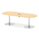 Dynamic Italia Volta Poseur Boardroom Table with Maple finish and pop-up power module, showcasing a sleek modern conference table.
