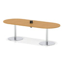 Dynamic Italia Volta Poseur Boardroom Table with oak finish and pop-up power module, perfect for modern office conference rooms.