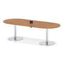Dynamic Italia Volta poseur boardroom table with walnut finish and integrated pop-up power module, ideal for modern conference rooms.