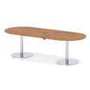 Dynamic Italia Volta Poseur boardroom table with walnut finish and pop-up power module, ideal for modern meeting spaces.