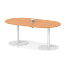 Dynamic Italia Volta Poseur Boardroom Table with Beech finish and pop-up power module, ideal for modern office conference rooms.