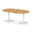 Dynamic Italia Volta poseur boardroom table with oak finish and pop-up power module, ideal for modern office conference rooms.