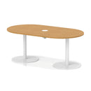 Dynamic Italia Volta Poseur Boardroom Table with oak finish and pop-up power module, ideal for modern conference rooms.