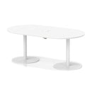 White Italia Volta Poseur Boardroom Table with pop-up power module by Dynamic, featuring a sleek modern design for professional office spaces.