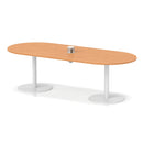 Dynamic Italia Volta Poseur Boardroom Table with Beech finish and pop-up power module, shown in a professional conference setting.