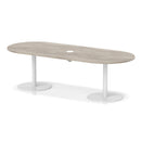 Dynamic Italia Volta Poseur Boardroom Table in grey oak with built-in pop-up power module, modern office furniture design.