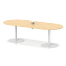Dynamic Italia Volta Poseur Boardroom Table with maple finish and pop-up power module, ideal for modern office meeting rooms.