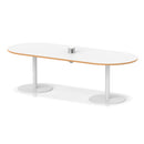 White and oak Italia Volta Poseur boardroom table by Dynamic with built-in pop-up power module, modern office furniture.