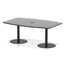 Black Italia Volta Poseur high gloss table by Dynamic with pop-up power module, showcasing sleek modern design and glossy surface.