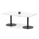 White Italia Volta Poseur high gloss table by Dynamic with integrated pop-up power module, modern and sleek furniture piece.