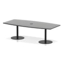 Black Italia Volta Poseur high gloss table by Dynamic with pop-up power module, showcasing sleek modern design and polished surface.