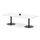 White Italia Volta Poseur high gloss table with integrated pop-up power module by Dynamic, showcasing sleek modern design.