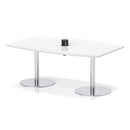 White Italia Volta Poseur high gloss table by Dynamic with built-in pop-up power module, sleek modern design.