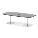 Black Italia Volta Poseur high gloss table with pop-up power module by Dynamic, showing sleek surface and integrated power features.