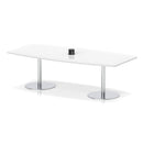 White Italia Volta Poseur high gloss table by Dynamic with built-in pop-up power module, modern and sleek design.