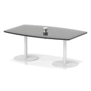 Black Italia Volta Poseur high gloss table by Dynamic with built-in pop-up power module, sleek modern design.