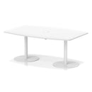 White Italia Volta Poseur high gloss table by Dynamic with built-in pop-up power module, modern design and sleek finish.