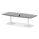 Black Italia Volta Poseur high gloss table by Dynamic with pop-up power module, showcasing sleek modern design and clean surface.