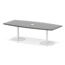 Dynamic Italia Volta Poseur high gloss black table with pop-up power module, sleek modern design for versatile workspace.