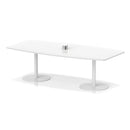 White Italia Volta Poseur high gloss table by Dynamic with pop-up power module, showcasing sleek modern design and smooth surface.