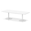 White Italia Volta Poseur high gloss table by Dynamic with pop-up power module, showcasing sleek modern design and smooth finish.