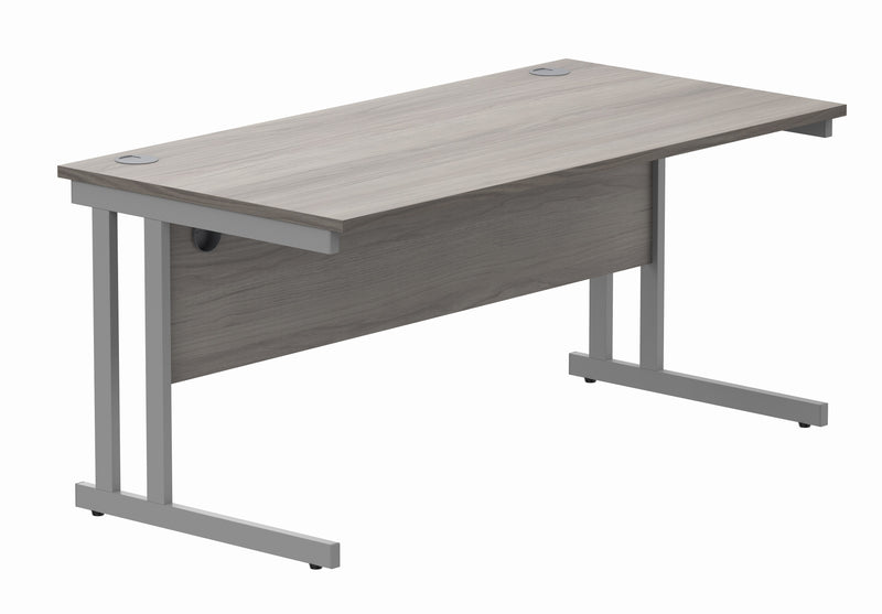 Core Twin Upright 800mm Deep Rectangular Desk - Alaskan Grey Oak - NWOF