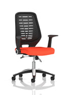 Dynamic Relay medium mesh back office chair with arms, ergonomic task chair in bespoke fabric for comfortable workspace seating