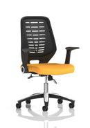 Dynamic Relay medium mesh back office chair with arms, featuring bespoke fabric and ergonomic design for comfortable seating