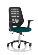 Dynamic Relay Medium Mesh Back Office Chair with arms, bespoke fabric, ergonomic design, ideal for task and operator seating.