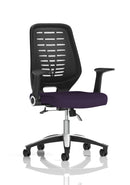 Dynamic Relay medium mesh back office chair with arms, featuring bespoke fabric and ergonomic design for comfortable task seating.