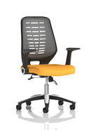 Dynamic Relay medium mesh back office chair with armrests, bespoke fabric, ergonomic design for task and operator seating.