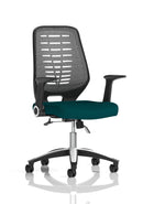 Dynamic Relay medium mesh back office chair with arms, featuring bespoke fabric and ergonomic design for task work.