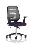 Dynamic Relay medium mesh back office chair with armrests, ergonomic task chair in bespoke fabric, suitable for office use