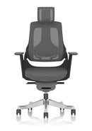 Zure Black Shell Executive Chair Charcoal Mesh With Arms & Headrest - NWOF