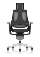 Zure Black Shell Executive Chair Charcoal Mesh With Arms & Headrest - NWOF