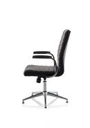 Black leather Ezra Executive chair by Dynamic with smooth glides and ergonomic design, ideal for office or conference room use.