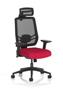 Ergo Twist High Mesh Back Ergonomic Task Operator Office Chair With Arms & Headrest - Bespoke Fabric - NWOF