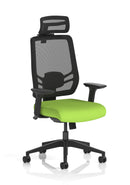 Ergo Twist High Mesh Back Ergonomic Task Operator Office Chair With Arms & Headrest - Bespoke Fabric - NWOF