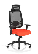 Ergo Twist High Mesh Back Ergonomic Task Operator Office Chair With Arms & Headrest - Bespoke Fabric - NWOF