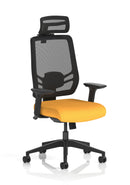 Ergo Twist High Mesh Back Ergonomic Task Operator Office Chair With Arms & Headrest - Bespoke Fabric - NWOF