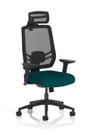 Ergo Twist High Mesh Back Ergonomic Task Operator Office Chair With Arms & Headrest - Bespoke Fabric - NWOF