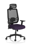 Ergo Twist High Mesh Back Ergonomic Task Operator Office Chair With Arms & Headrest - Bespoke Fabric - NWOF