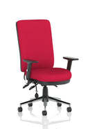 Chiro High Back Task Operators Chair Black With Height Adjustable And Folding Arms - Bespoke Fabric - NWOF