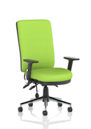 Chiro High Back Task Operators Chair Black With Height Adjustable And Folding Arms - Bespoke Fabric - NWOF