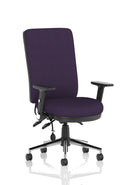 Chiro High Back Task Operators Chair Black With Height Adjustable And Folding Arms - Bespoke Fabric - NWOF