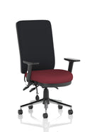 Chiro High Back Task Operators Chair Black With Height Adjustable And Folding Arms - Bespoke Fabric - NWOF