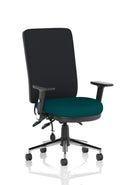 Chiro High Back Task Operators Chair Black With Height Adjustable And Folding Arms - Bespoke Fabric - NWOF