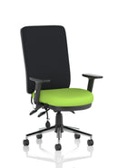 Chiro High Back Task Operators Chair Black With Height Adjustable And Folding Arms - Bespoke Fabric - NWOF