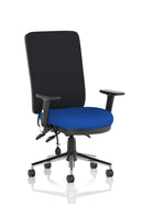 Chiro High Back Task Operators Chair Black With Height Adjustable And Folding Arms - Bespoke Fabric - NWOF